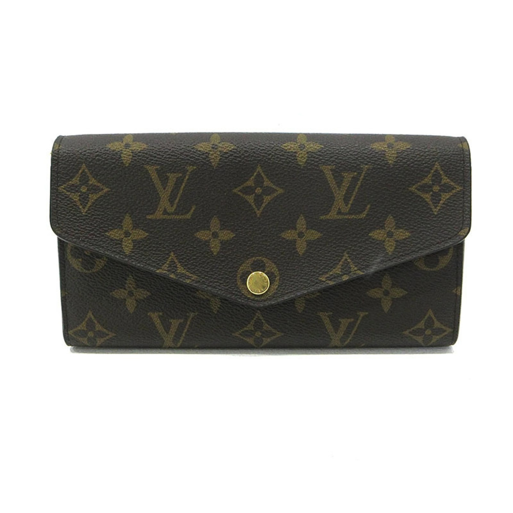 LOUIS VUITTON Monogram Portefeuille Sarah Bi fold Long Wallet Brown